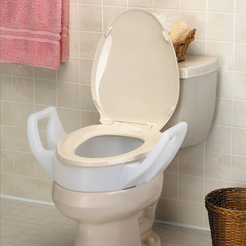 Elevated Toilet Seat w/Arms Elongated 19 Wide