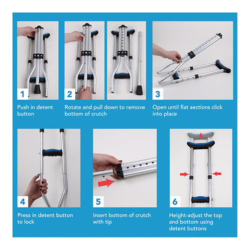 Carex Folding Crutches Pair Universal Size