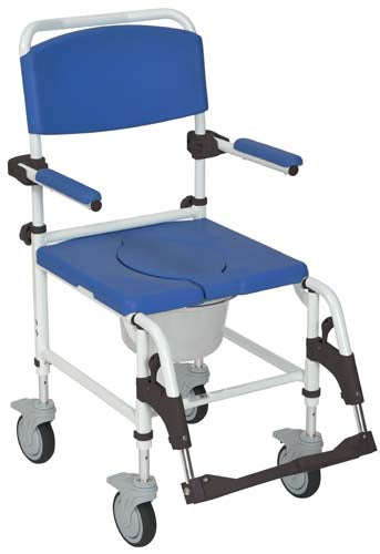 Shower / Commode Rehab Chair Aluminum w/Locking Rear Cstrs
