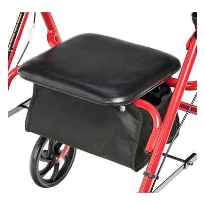 4 Wheel Steel Rollator w/7ª Casters & Basket-Loop-Red