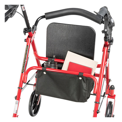 4 Wheel Steel Rollator w/7ª Casters & Basket-Loop-Red