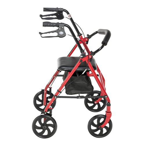 4 Wheel Steel Rollator w/7ª Casters & Basket-Loop-Red