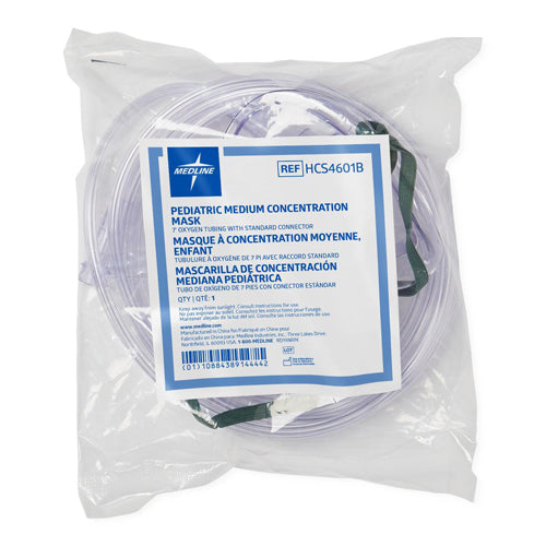 Oxygen Mask Pediatric w/7' Tubing Medium Conc (each)