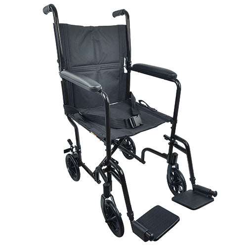 ROLL WITH ME 19 Aluminum Transport Wheelchair Black