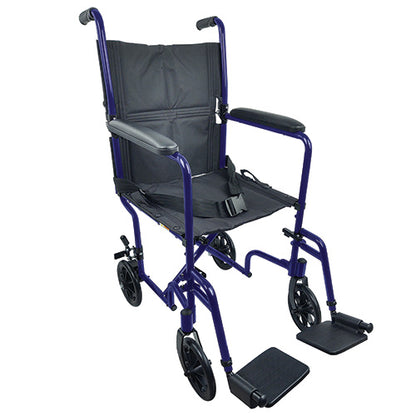 ROLL WITH ME 19 Aluminum Transport Wheelchair Blue