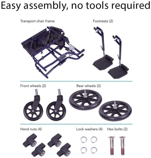 Transport Chair 19 Steel Metallic Blue Folding