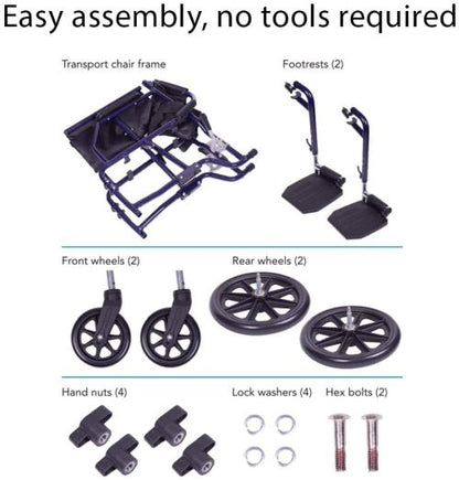 Transport Chair 19 Steel Metallic Blue Folding