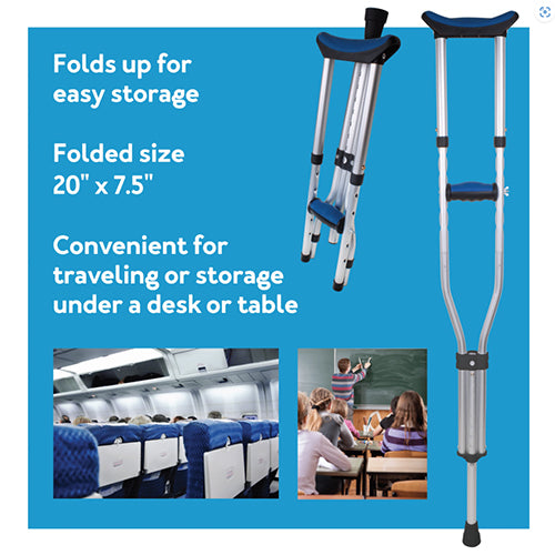 Carex Folding Crutches Pair Universal Size