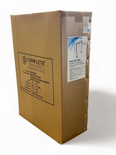 WALK WITH ME Folding Aluminum 2 Button Walker w/5 Wheels Cs4